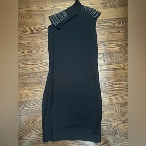 Guess by Marciano One Shoulder Black Dress with Silver Details